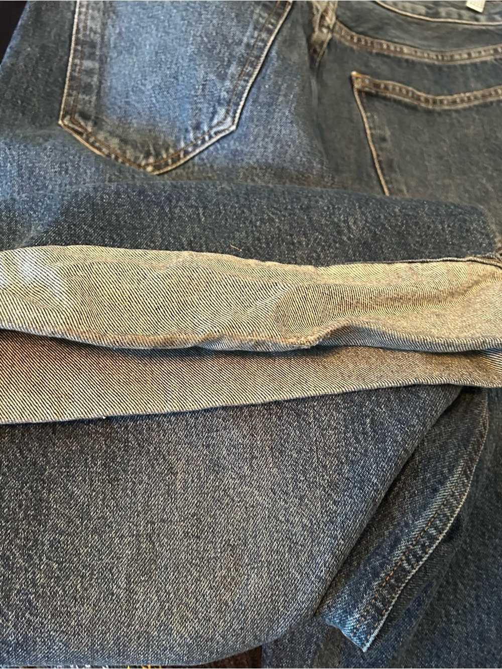 Agolde Dame Wide Leg Cuffed Jeans Tagged Size 28 Fit Size 30 Dark Wash - Picture 7 of 9